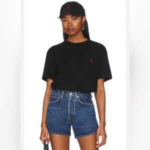 Polo Ralph Lauren Black Short Sleeve Classic Tee with Red Polo Logo